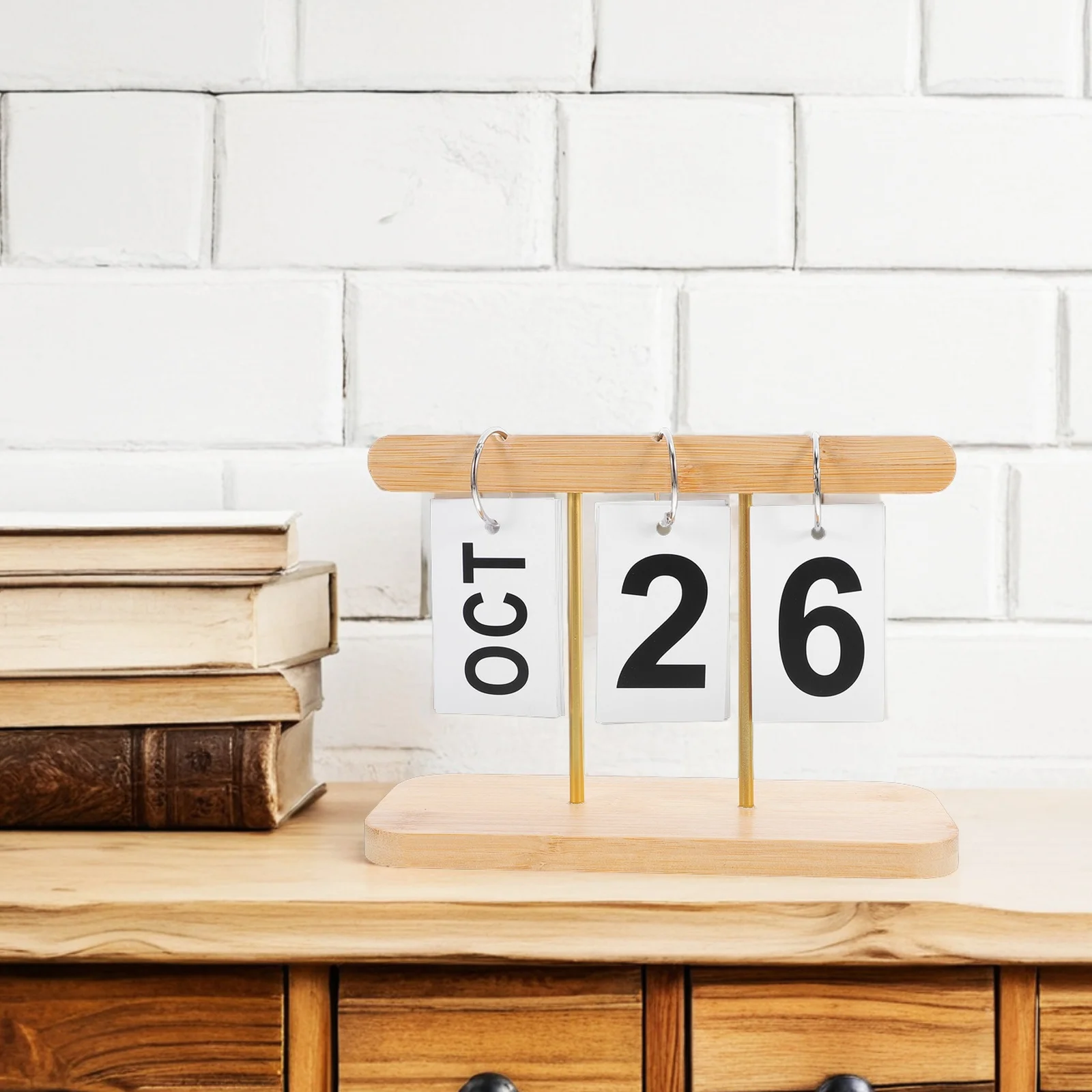 

Perpetual Bamboo Flip Calendar for Desk Creative Vintage Daily Flip Calendar Home Office Classroom Decoration Ornament