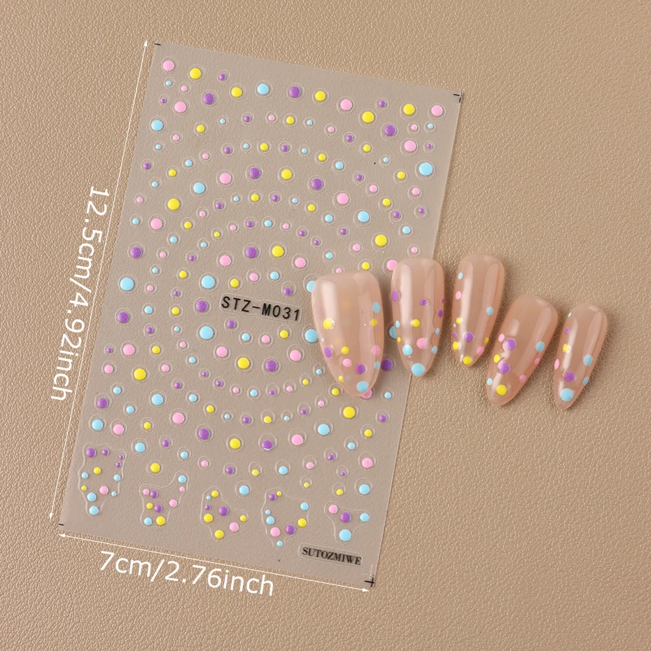 Polka Dot Nail Stickers - Colorful French Polka Dot Patterns Self-Adhesive Nail Decals For Nail art Decoration DIY view 6