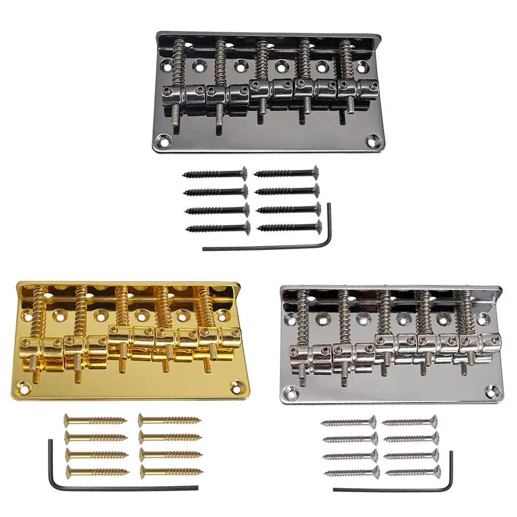 Zinc Alloy 5 Saddles Bridge with Wrench & Screws for Electric Guitar Parts