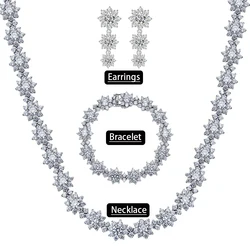 Serenity High Carbon Diamond Necklace 5A Zircon Bracelet S925 Sterling Silver Tassel Earrings Plate 18K White Gold Fine Jewelry