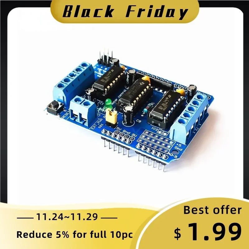 1 шт. L293D двойной щиток привода двигателя для Arduino Duemilanove, плата расширения привода двигателя, щит управления двигателем