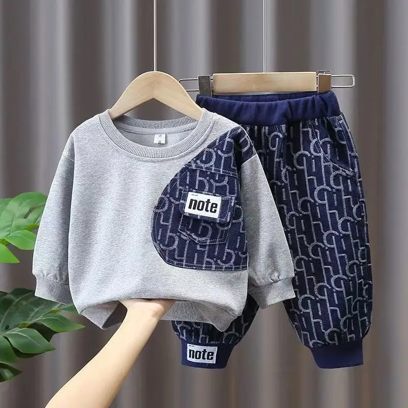 

Kids Boys Sweater Suit Spring Autumn Children's Fashion Sportswear Suit Children's Clothing Boy's Baby Top Pants Two-piece Set