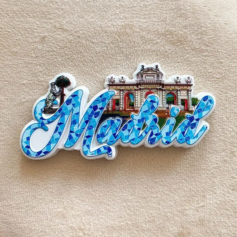 

Madrid Fridge Magnet Creative Mosaic Alphabet Building 3D Magnet Travel Souvenir