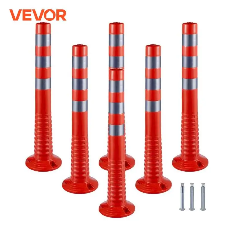 VEVOR 6 Pack /12 Pack Traffic Delineator Post flessibile channelier Cone 30 pollici Spring Post flessibile PU riflettente Band Design