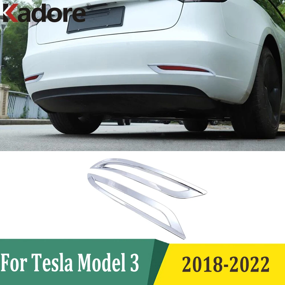 

For Tesla Model 3 2018 2019 2020 2021 2022 ABS Chrome Rear Bumper Fog Lamp Light Molding Cover Trim Car Styling