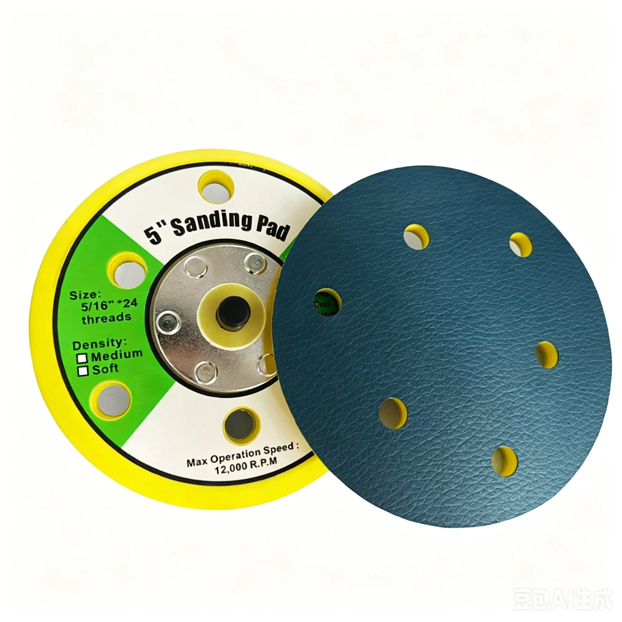 PU Leather Backed 5 Inch Air Driven Polishing Disc with 6 Hole Mounting for Compatibility Multiple Tool Platforms