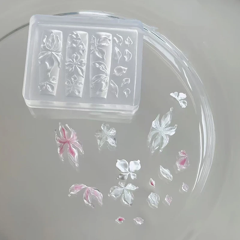 1 Pcs Nail Art Mold Lily Flower Sea Shell Conch Coral Starfish 3D Acrylic Nail Mold Nail Decorations DIY Silicone Manicure Mold
