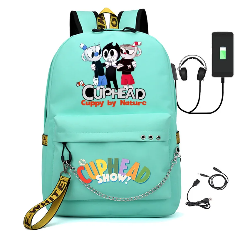 Jogo cuphead mostrar schoolbag estudantes meninos meninas anime mochila dos desenhos animados oxford à prova dlarge água grande capacidade saco de escola portátil