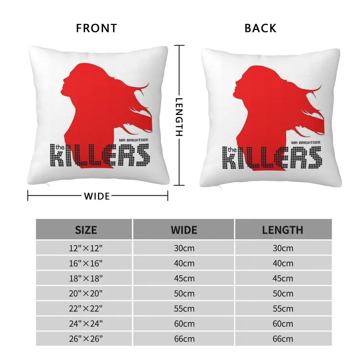 Mr Brightside Killers Band Square Pillowcase Polyester Linen Velvet Creative Zip Decorative Home Cushion Case 18
