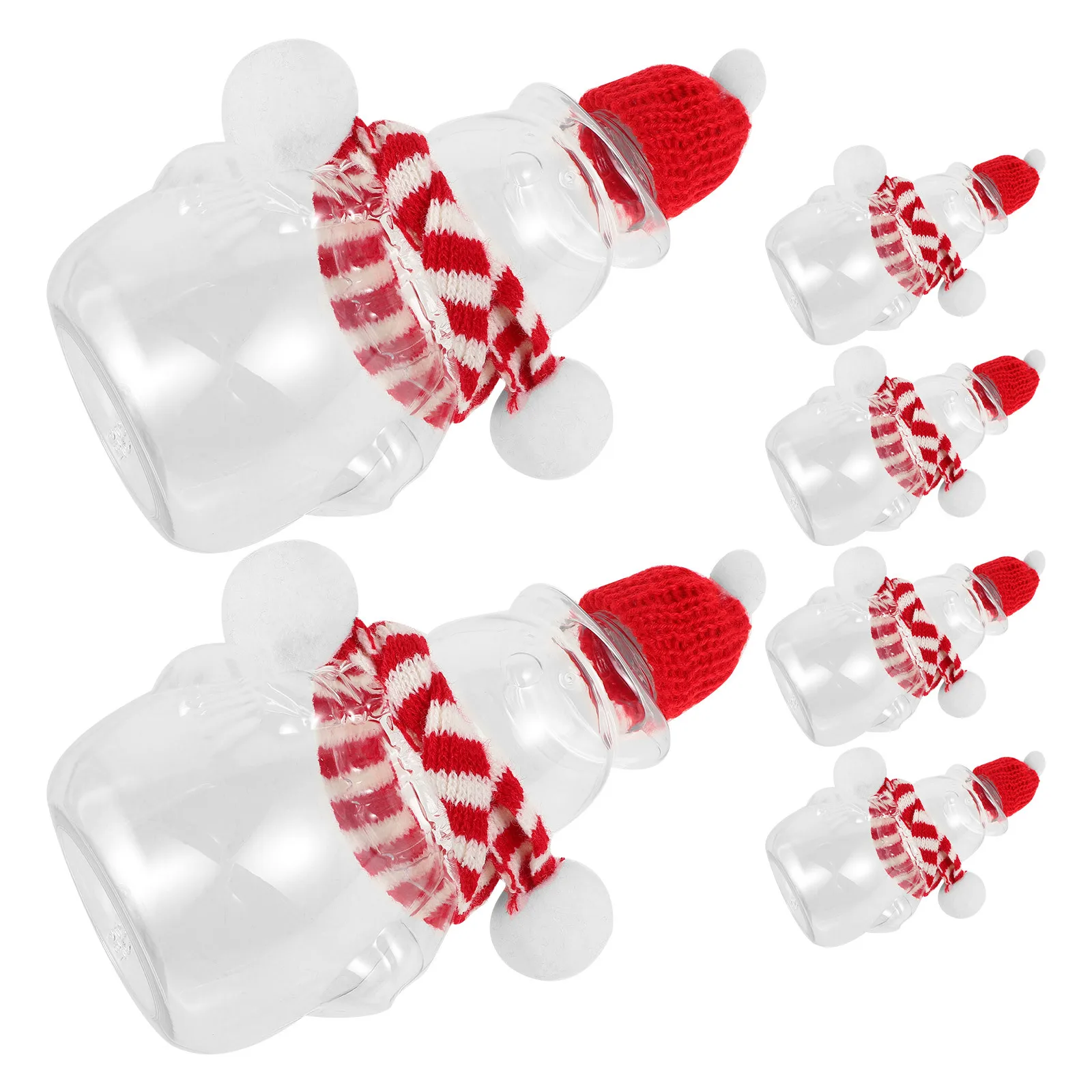 

6 Sets Christmas Snowman Cup Beverage Bottles Has Holiday Plastic Cups Juice Scarf Drinking