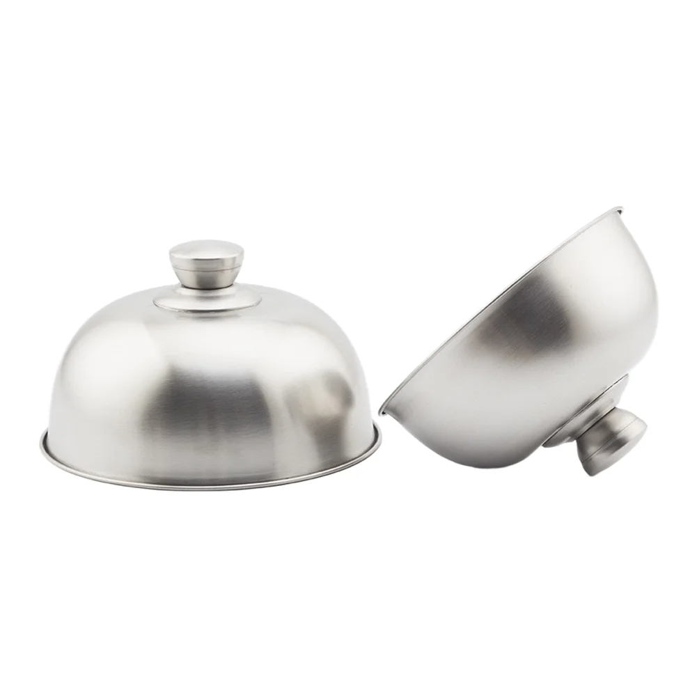 Stainless Steel Fry Pan Lid 2pcs Multipurpose Pot Cover Wide Design For splash for Burger Cooking 17.4cm and 19.5cm Size