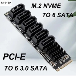 NVME to SATA Expansion Card M.2 to SATA Adapter M2 Connector Internal SSD SATA 3 Port Multiplier NGFF M Key to SATA3 Controller