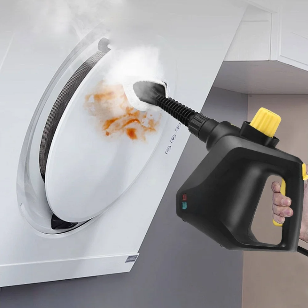 منظف بخار مضغوط محمول مع 9 ملحقات سلك طاقة 247 سم باخرة متعددة الأغراض للاستخدام المنزلي تنجيد أرضية السيارة
