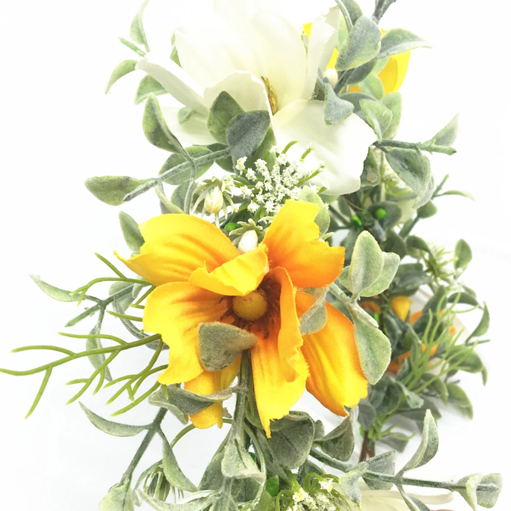 

Artificial Flower Wreath Hair Floral Headgear Headdress Yellow Bride Bridal Photo Props Party Wedding Birthday