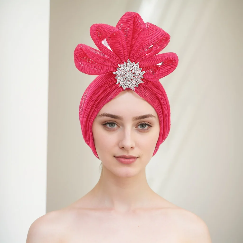 

Новый тюрбан, сетчатый капот, химиотерапия, женский африканский авто Geles Aso Oke, головной убор, мусульманский хиджаб, головной платок, повязка на голову, нигерийская свадебная шляпа