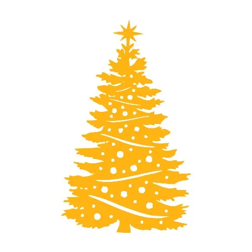 New Jargon Christmas Decorations Conifer Fancy Tree Sticker Decal Yellow