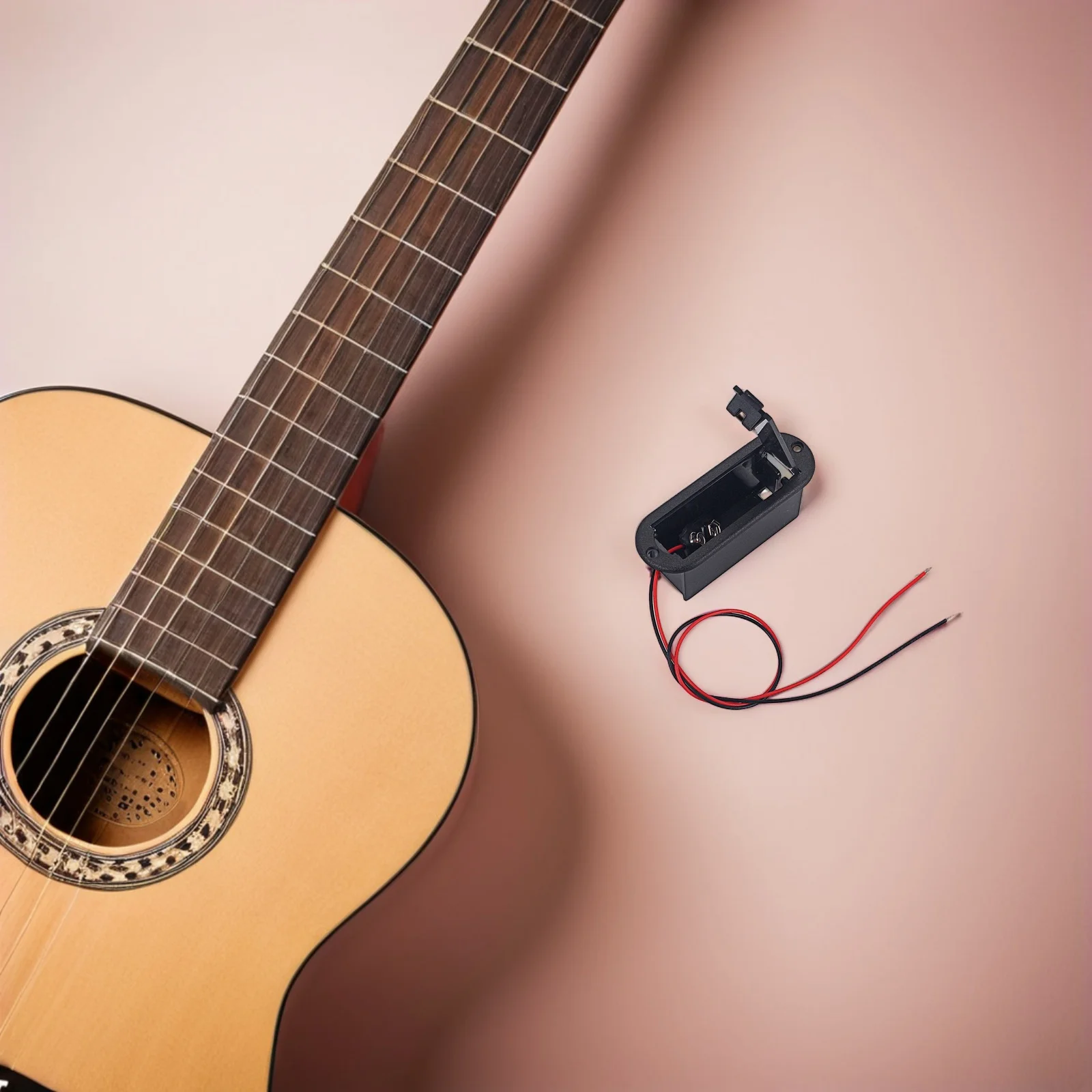 

9 V Case Holder with Long Cable for Guitar Electric Bass Troll Mounting Accessories Black