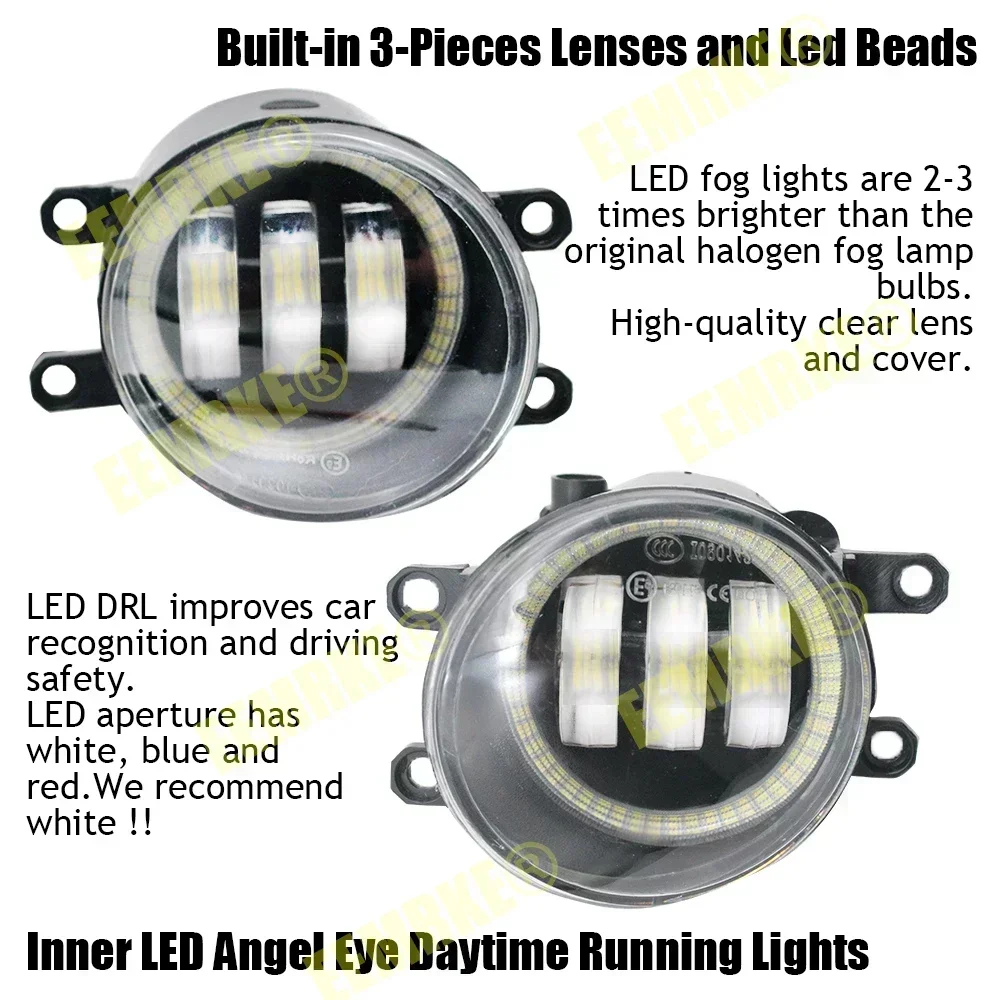 Upgarde LED Fog Lights Car PTF for Toyota Corolla Rumion E150N 2007-2017 with Angel Eyes DRL + Clear Lens Daytime Running Lamp