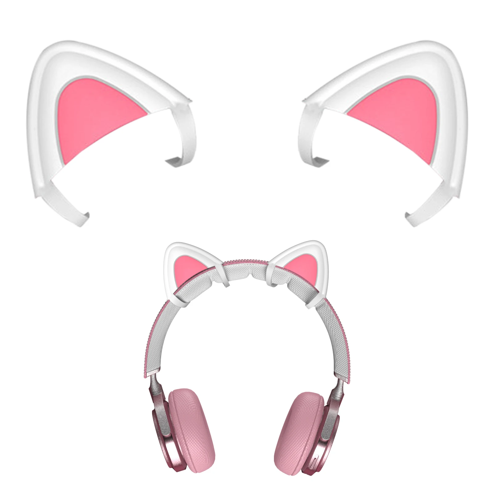 1pair Gaming Headset Media Platforms For Headphones Cat Ears Soft Silicone Decorative Cute Waterproof Easy Install Vedio Live