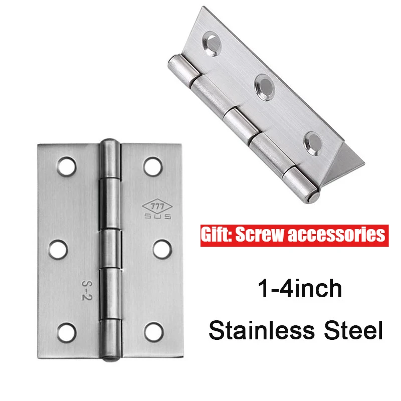 1-4 In 304 stainless steel home cabinet door hinges, drawer installation hinges, office door hinges, switch hardware accessories