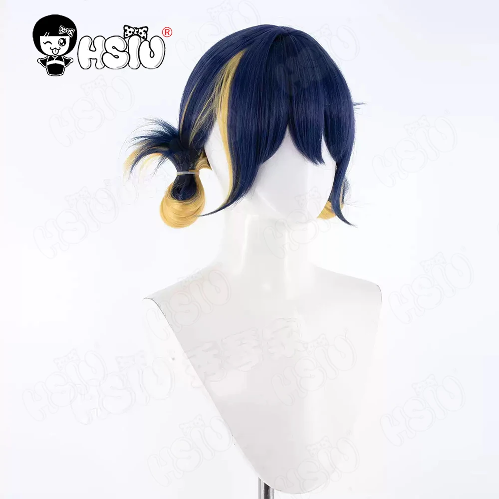 Kiriko Cosplay Wig Fiber synthetic wig「HSIU」40CM Blue Mixed Yellow Short Wig+Wig cap Game OVERWATCH2 Kiriko Cosplay