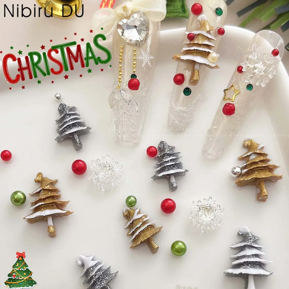 

6-сетка, 3D акриловая рождественская елка, подвески для дизайна ногтей, детали, аксессуары, зимние украшения для ногтей, дизайн маникюра, принадлежности для самостоятельного изготовления, материал