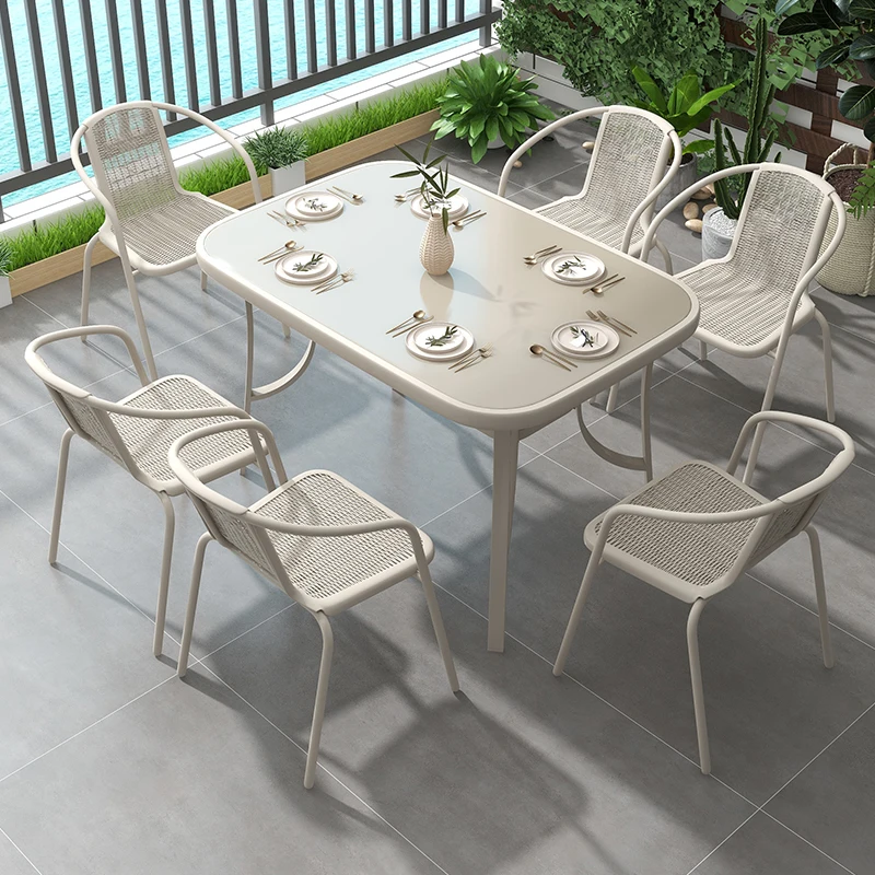 

Outdoor Table and Chair Combination Outdoor Courtyard Outdoor Balcony Dining Table and Chair Iron Art Table Outside