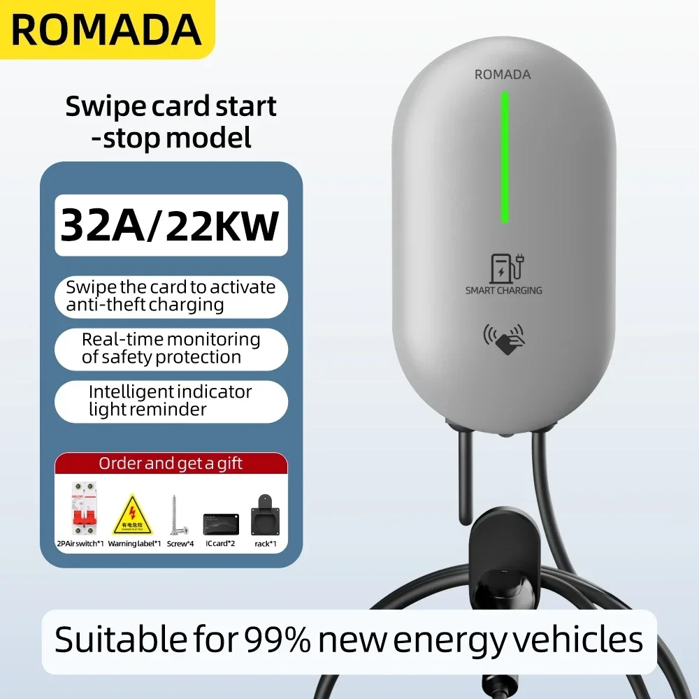 

Type2 EV Charger Socket Version 22KW Smart Electric Car Charger IEC62196 Type2 EVSE Wallbox with Bluetooth APP Control for EV