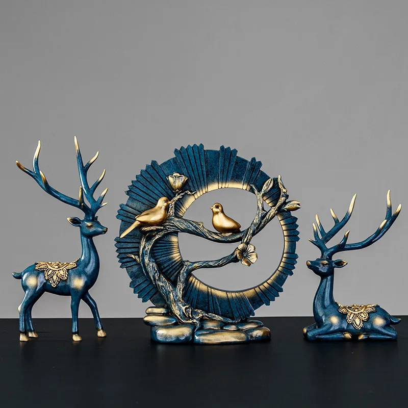 

2Pcs Deer Decorations Statue Resin Elk Sculpture Living Room Home Decoration Nordic Tabletop Ornaments Figurines for Interior