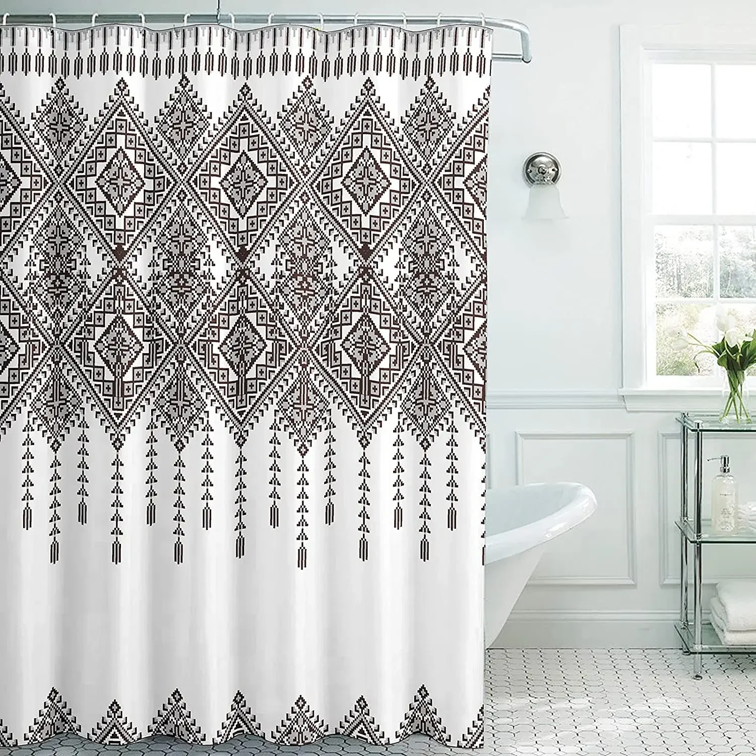 Retro Fresh Boho Theme Shower Curtain Ethnic Tribal Style Big Arrow Boho Fabric Bathroom Curtains Bathroom Accessories Set Decor