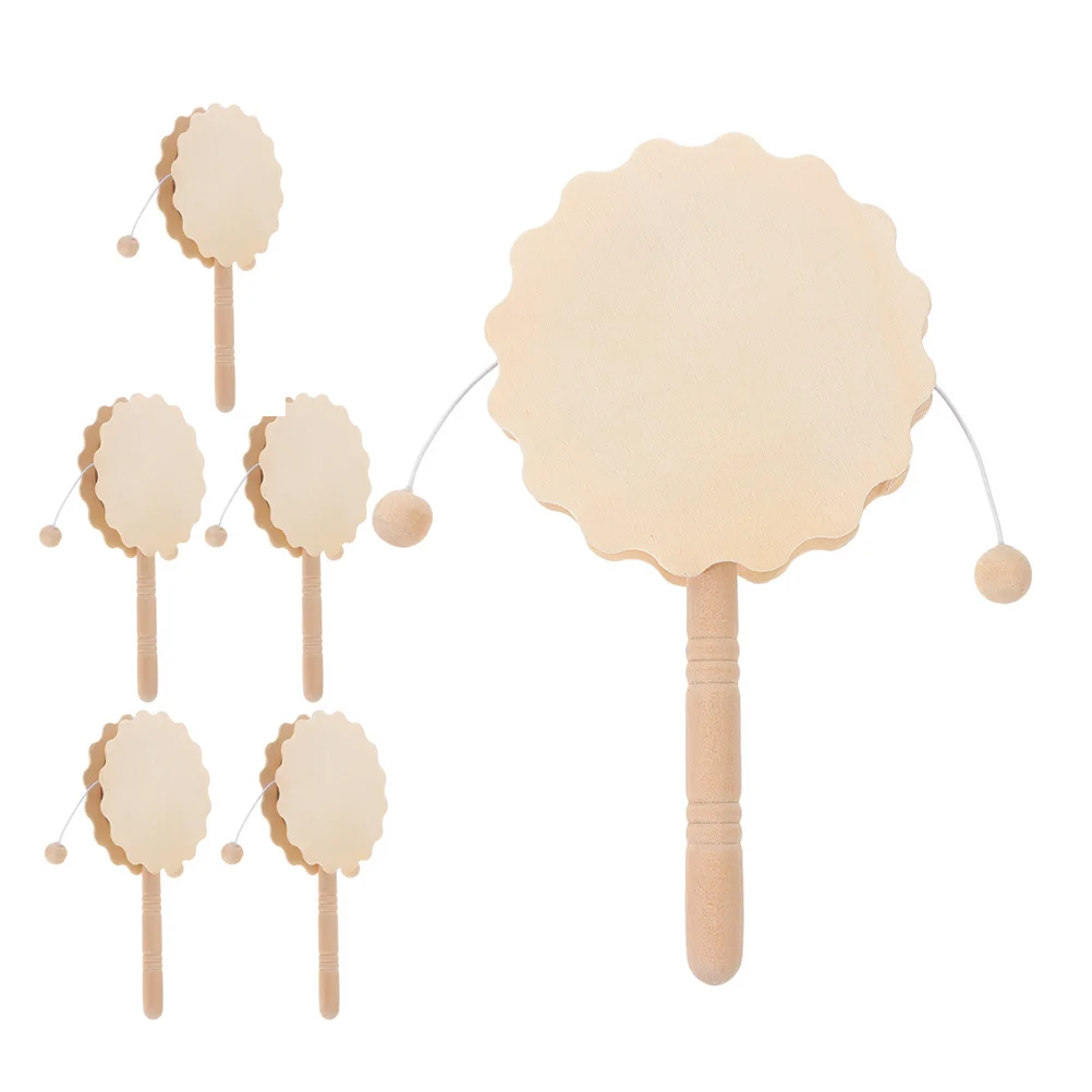 

6Pcs Blank Wooden Rattle Drum DIY Painting Kit for Children Creative Art Project Birthday Party Bag Filler Home School Use