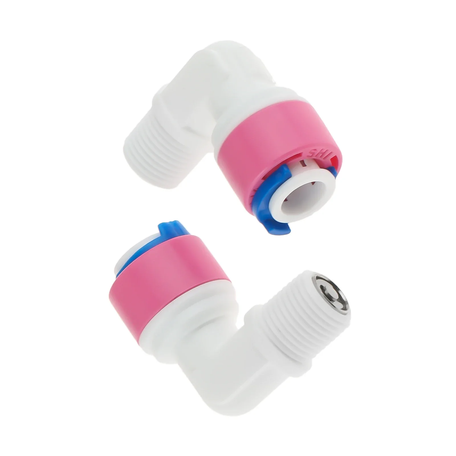 2Pcs Reverse Osmosis Water System Elbow Check Valve Quick Coupling Fitting 1/4 OD Hose 1/8BSP Male Thread Plastic Pipe Connector