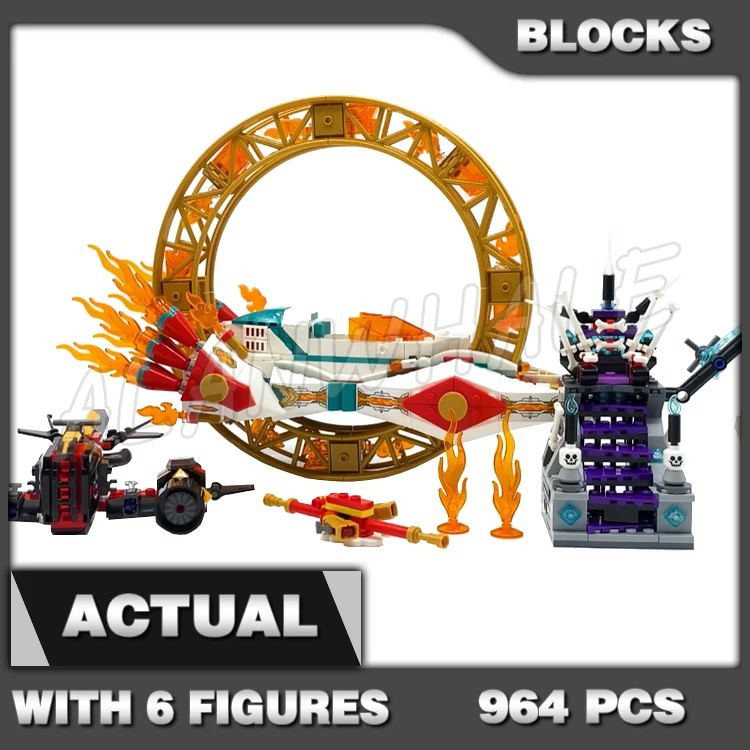 

964pcs Monkie Kid Nezha's Fire Ring Evil Macaque Jet Aircraft Bone Demon 70005 Building Blocks Sets Compatible With Model