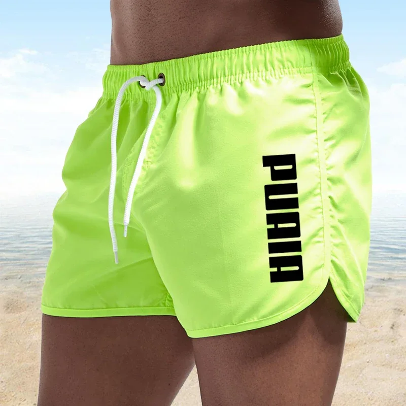 Calção de Banho Secagem Rápida Masculina, Calção de Ginástica Running Masculino, Calções de Praia Luxuosos, Calça de Banho, Calça de Tábua, Novo, Quente, Verão