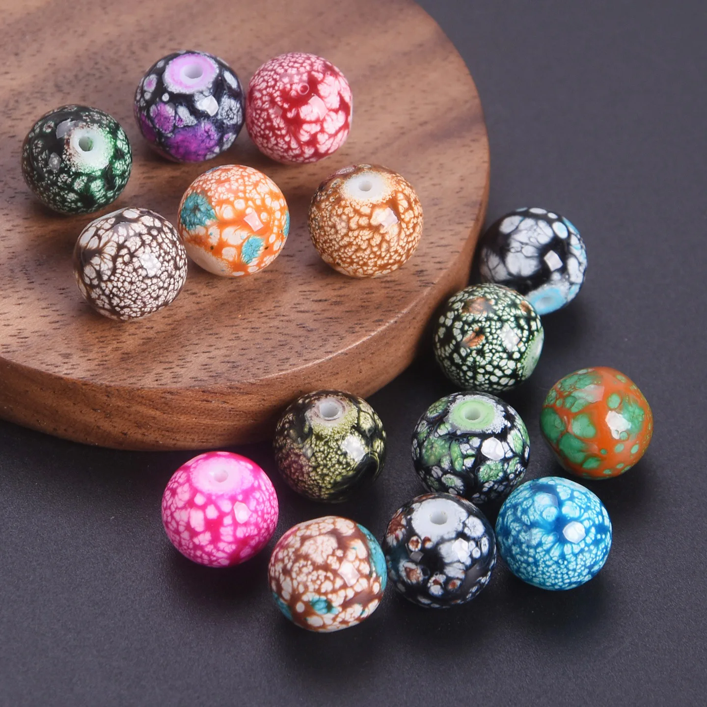 

Round 8mm 10mm Colorful Coated Opaque Glass Loose Beads For Jewelry Making DIY Bracelet Crafts Findings