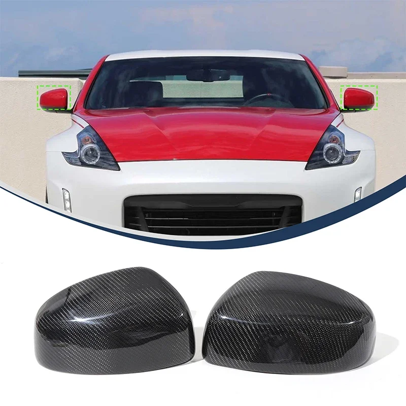 

For NISSAN 370Z Z34 2009-2019 Real Carbon Fiber Mirror Cover Car Exterior Door Side Rear View Cap Shell Protection Accessories