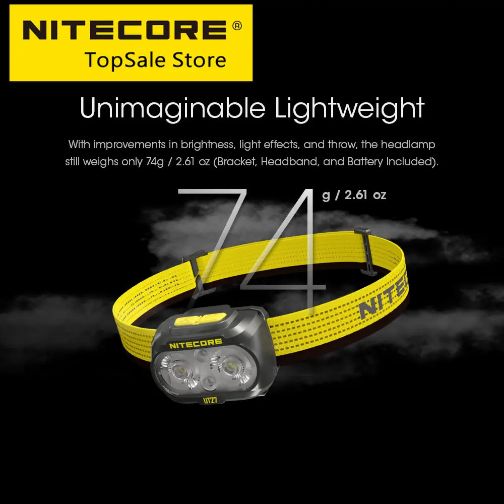 

Распродажа, новый ультралегкий Головной фонарь NITECORE UT27 800Lms с тройным выходом, фонарь для бега и кемпинга с перезаряжаемой батареей