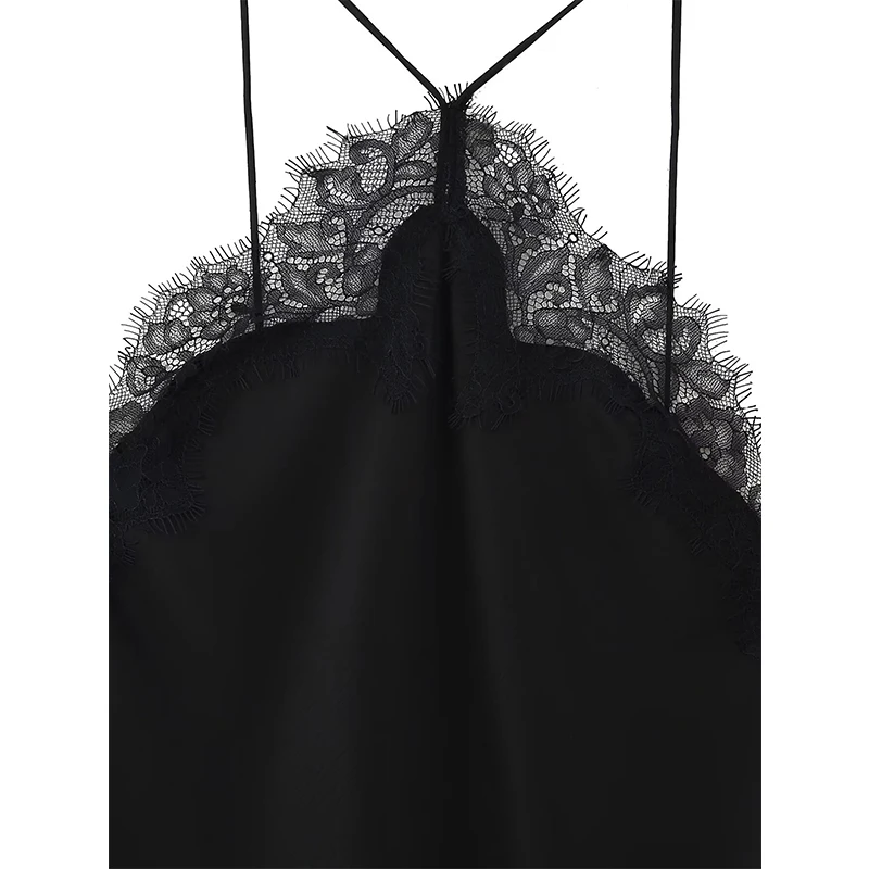 YENKYE Romantic Lace Trim Satin Sling Sexy Dress For Women Summer Night Out  Party Backless Dress Female  Asymmetric Vestidos