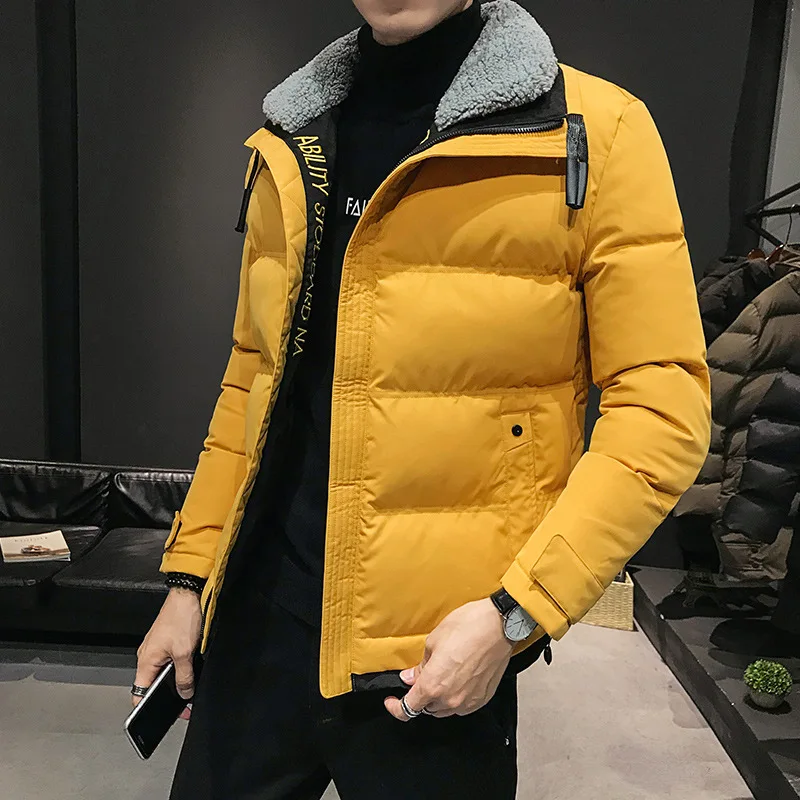 Men Winter padded Clothing New Solid Color Thickened Warm Casual Business Stand-up Collar Windproof Coat Men Casual Loose Jacket