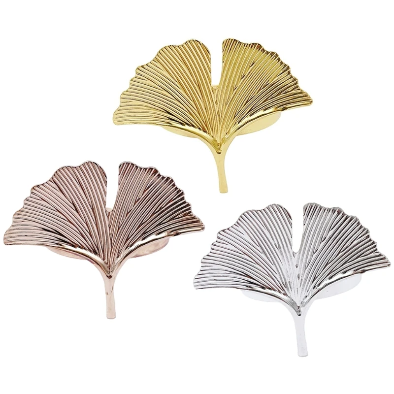 2025 New 6pcs Ginkgo Leaves Napkin Ring Buckle Holders for Wedding Party Mother’s Day Celebrate Festival Dinner Table Decoration