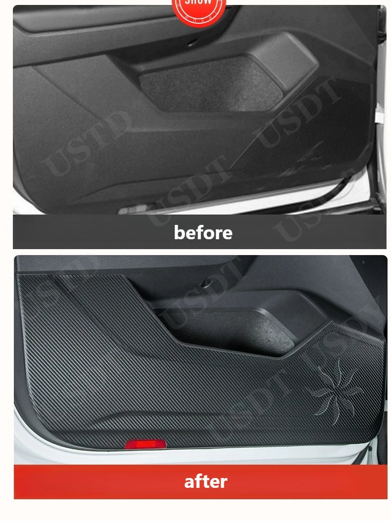 ل Hongqi HS3 2025 PHEV 4 قطعة باب السيارة مكافحة ركلة حماية وسادة لوحة الأبواب الجلدية مكافحة القذرة تقليم #3