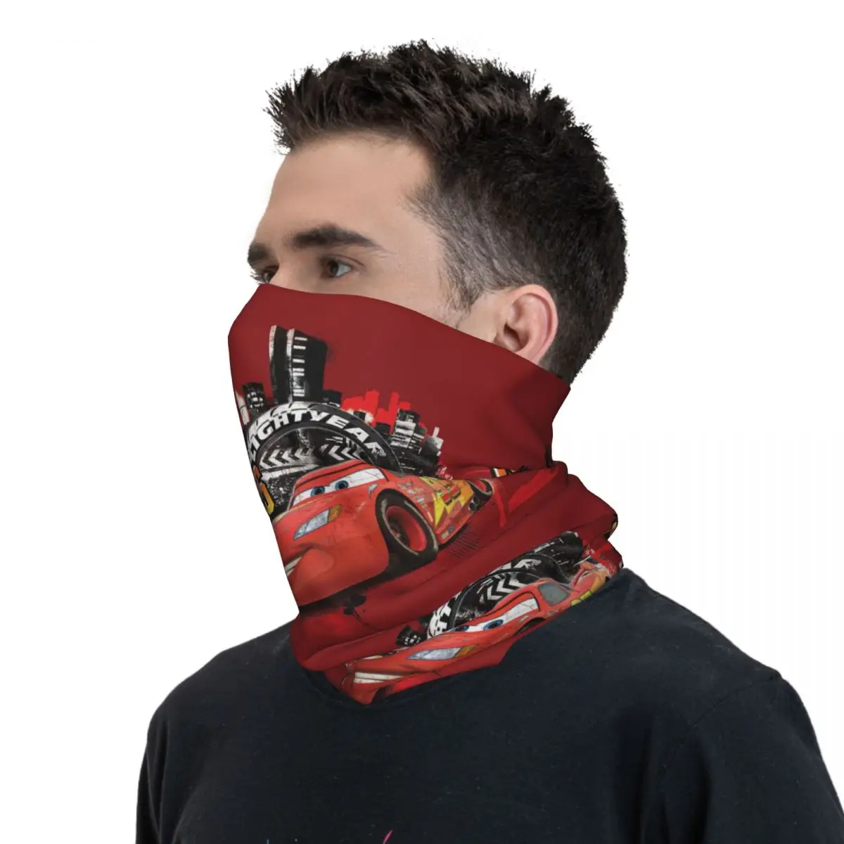 Iluminación personalizada McQueen Bandana calentador de cuello mujeres hombres invierno senderismo esquí bufanda polaina coches cara cubierta