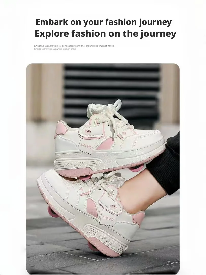 

Двухколесные роликовые туфли, дышащая детская прогулочная обувь для девочек, уличные выдвижные роликовые коньки, детские кроссовки