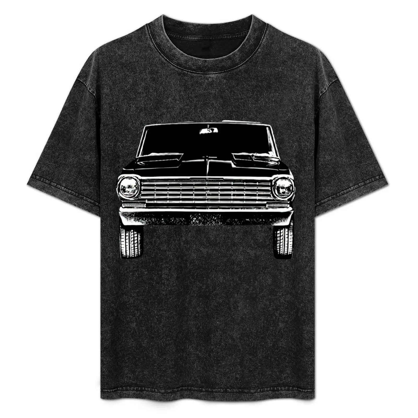 

1963 Chevy Nova Front Grill View Silhouette T-Shirt Work Short Sleeve Cotton Top