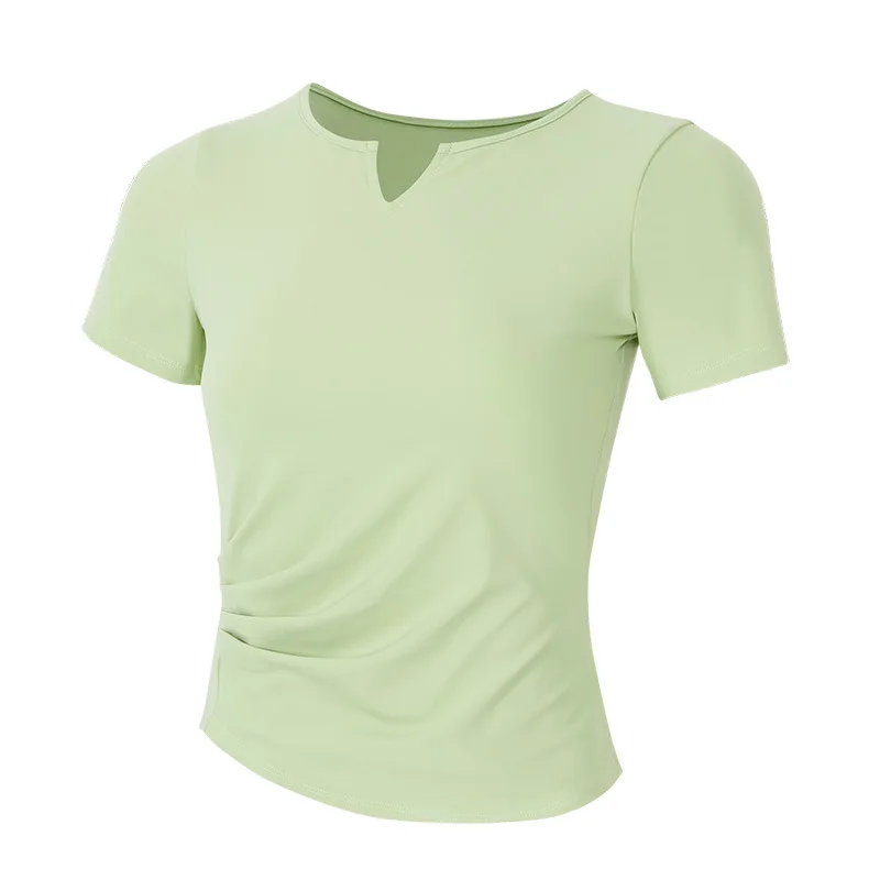 Lululemeng المرأة الراقية اليوغا تي شيرت رياضي التجفيف السريع تنفس ملابس اللياقة البدنية التخسيس الأعلى لليوجا #5