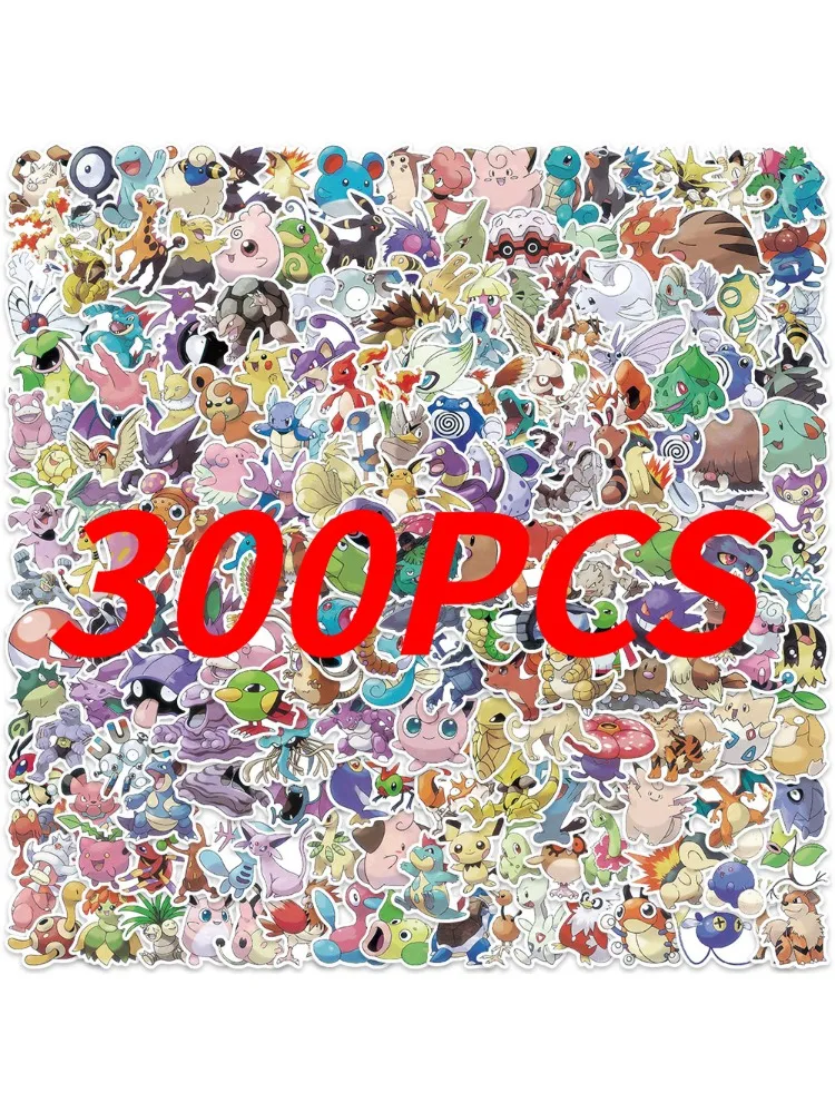 100/200/300 Stück Pokemon Kawaii Pikachu Aufkleber Dekoration Sticker für Laptop Skateboard Auto Gepäck Handy Wasserdichte Aufkleber Spielzeug