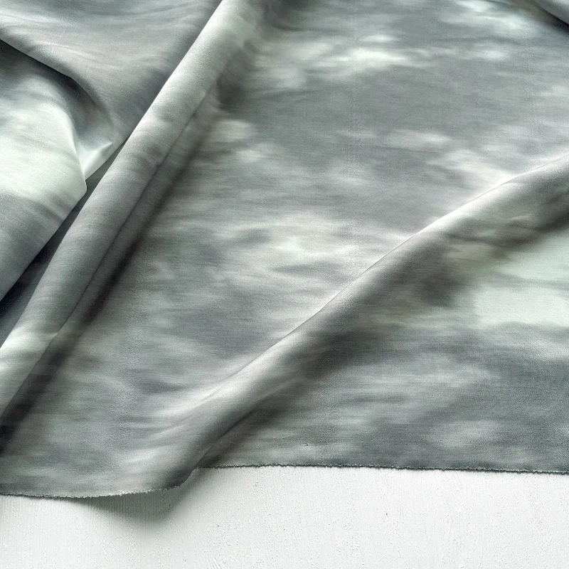 

Grey White Tie Dye Lightweight Ice Silk Cotton Fabric Chinese Style Synthetic Silk Shirt Dress Clothing Designer Fabric