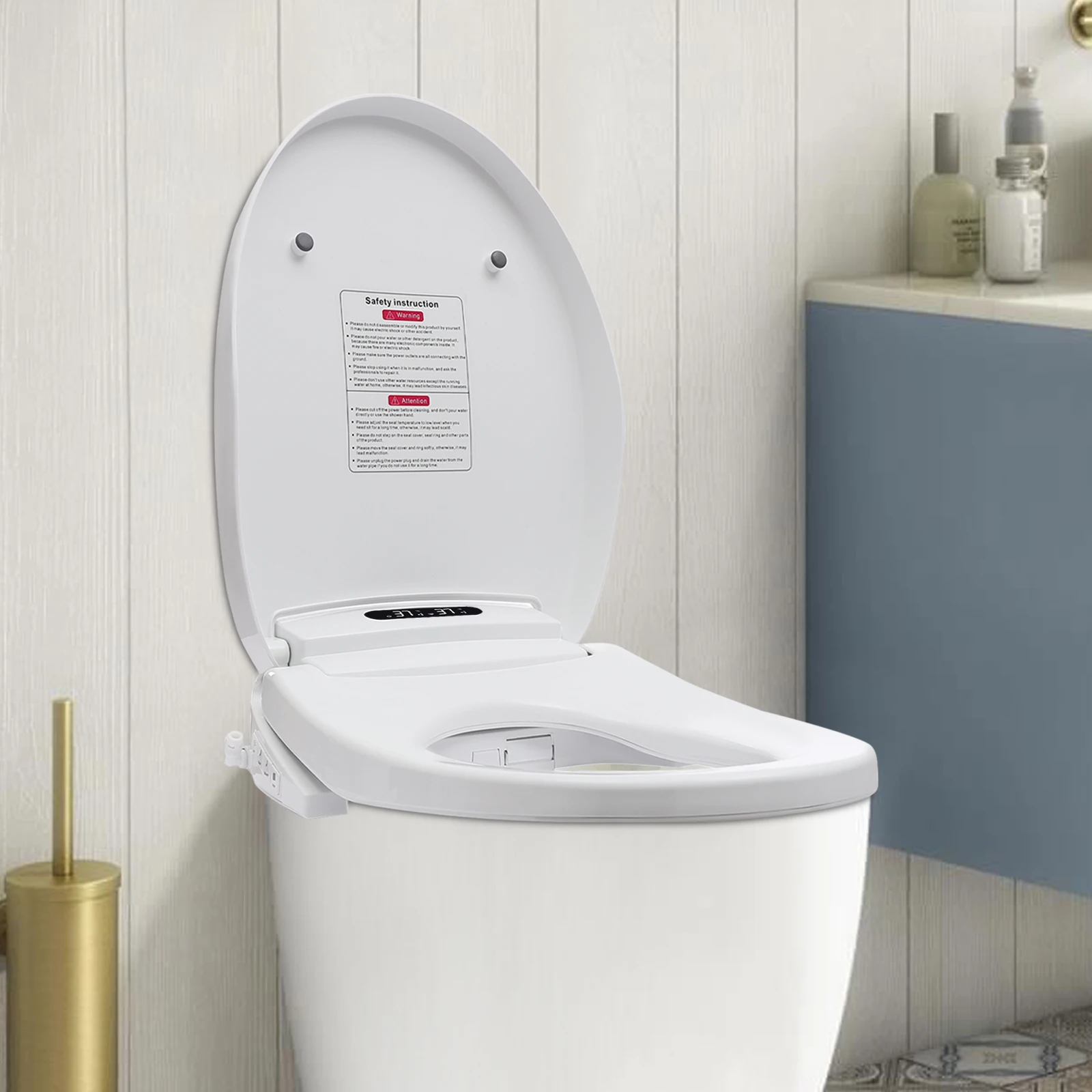 Electronic Heating Intelligent Toilet Seat Cover Adjustable Temperature Toilet Seat Set, Equipped with Multiple Flushing Modes