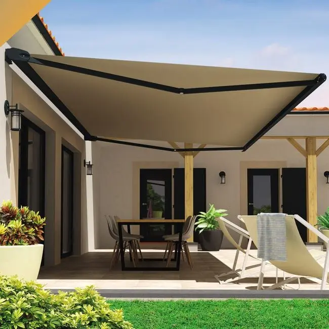 Electric Retractable Cassette Awning Remote Control Motorized Awning Outdoor with Led Light for Restaurant Store Pergola Awnings