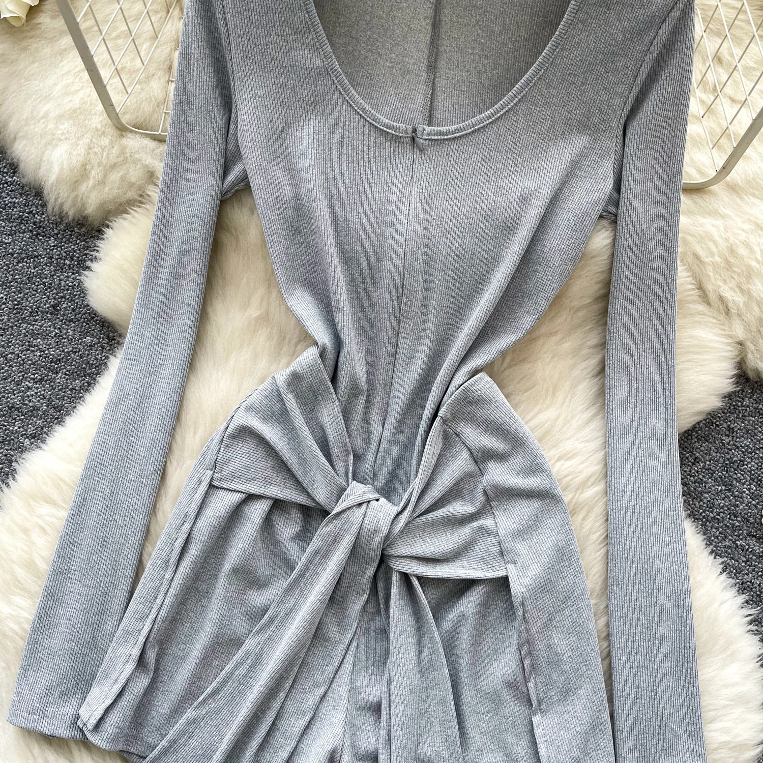 Женский летний осенний серый бандажный комбинезон, женский дизайн, модный тонкий комбинезон, боди, модная элегантная уличная одежда